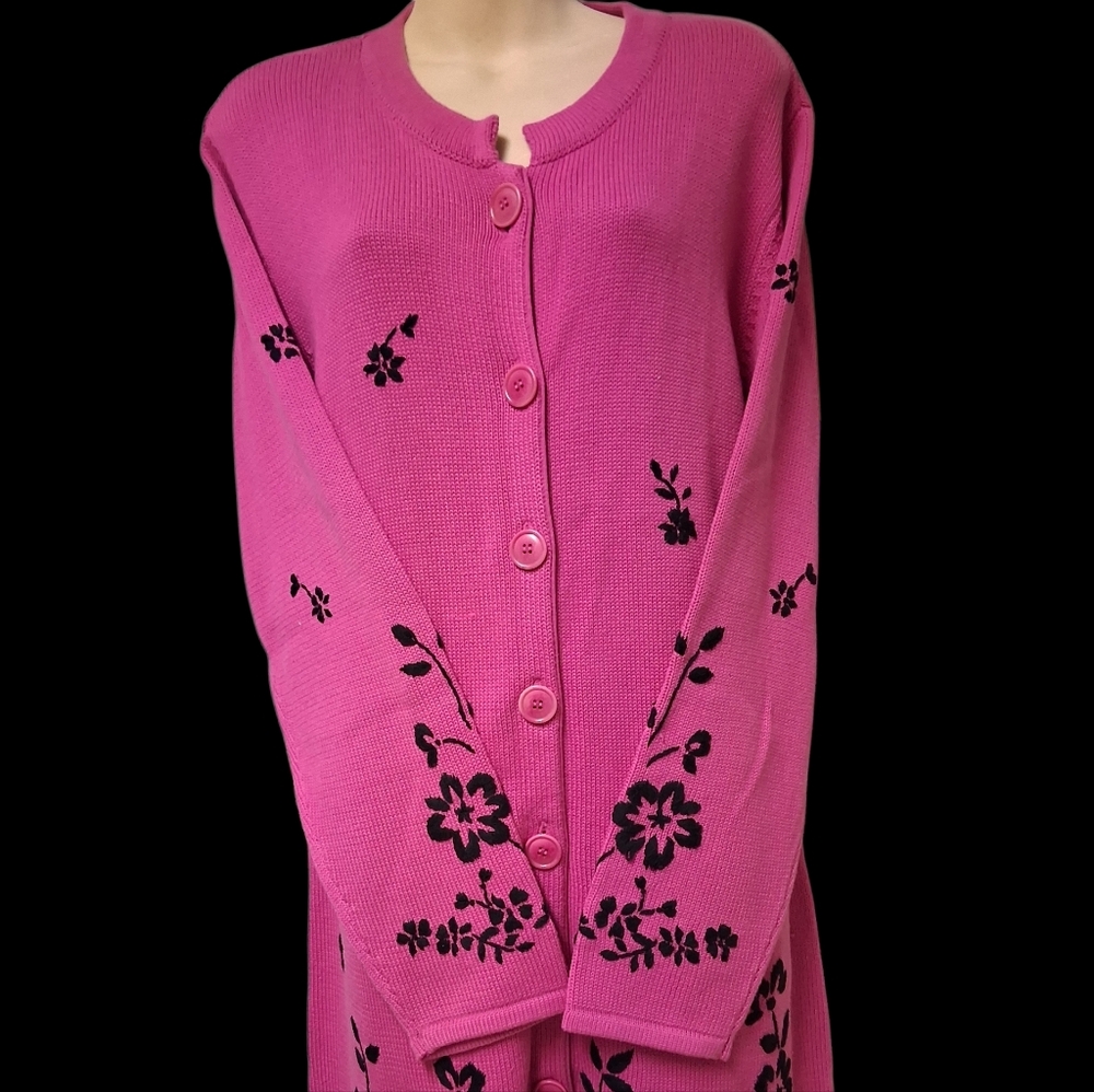 Floral Pink Cardigan Sweater